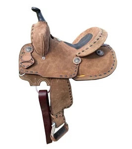Asiento profundo cosido Buck Western Horse Barrel silla de montar cuero desbastado 10" - 18" - Imagen 1 de 1