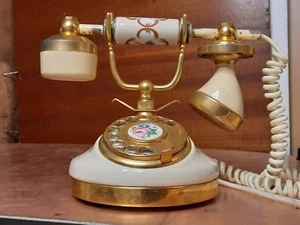 Porzellan Rose Dreh-Schreibtischtelefon, französischer Retro-Stil, RARITÄT  - Bild 1 von 18