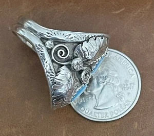 Vintage Indianer Navajo Richard Begay Sterling Türkis, Feder Herren Ring 13,25 - Bild 1 von 12