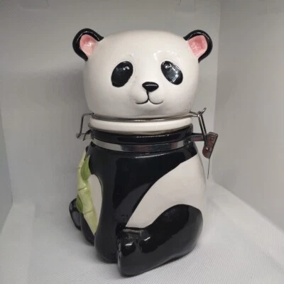Boston Warehouse Hand Painted Hinged Jar, Storage Container, Panda - 2019 - Image 1 of 4