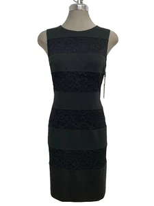New Calvin Klein Elegant BLACK Sleeveless Tier Lace Sheath Dress size 10 - Picture 1 of 7