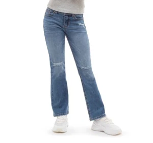 Jordache Girls Destructed Bootcut Jeans, Size 10 Medium Enzyme - Picture 1 of 6