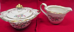 Black Knight Waldenburg Germany "Brittany" Pristine Sugar Bowl w Lid & Creamer - Picture 1 of 13