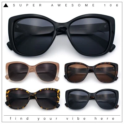 女士偏光经典超大时尚猫眼塑料时尚太阳镜 — 第 1/3 张图片