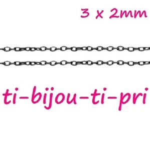 LOT DE 5M - 5 METRES CHAINES chainettes MAILLONS OVALES 3x2mm NOIR perles bijoux - Imagen 1 de 1