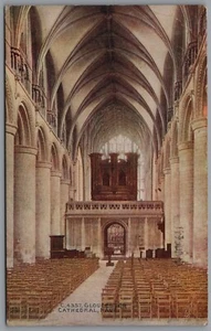 Nave Gloucester Cathedral Gloucestershire England Postcard Postmark 1924 - Picture 1 of 2