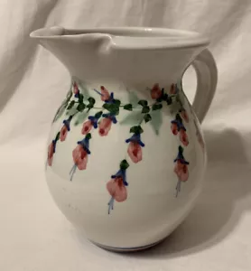 Bellissima brocca John Herbon Pottery 6,25” dipinta a mano, floreale - Foto 1 di 7
