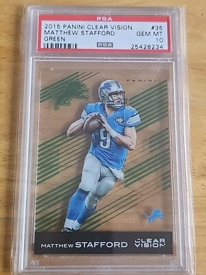 2015 Panini Clear Vision Matthew Stafford Green #35 /10 PSA 10 - Image 1 of 3
