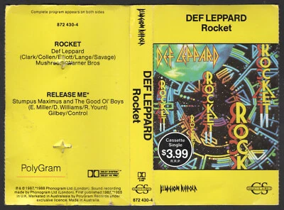 1989 MUSIC AUDIO CASSETTE TAPE SINGLE - [CASSINGLE: ROCKET] GROUP: DEF LEPPARD - Image 1 of 4