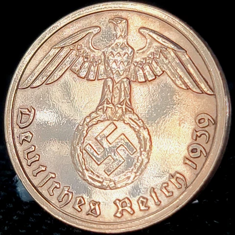 Nazi Germany *Beautiful* Genuine Third Reich WW2 1 Reichspfennig (Pfennig) Coin Cover