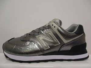 new balance silver 574 metallic trainers