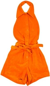 & Other Stories Cotton Toweling Romper Size Small Orange Belted Shorts Halter - Picture 1 of 9