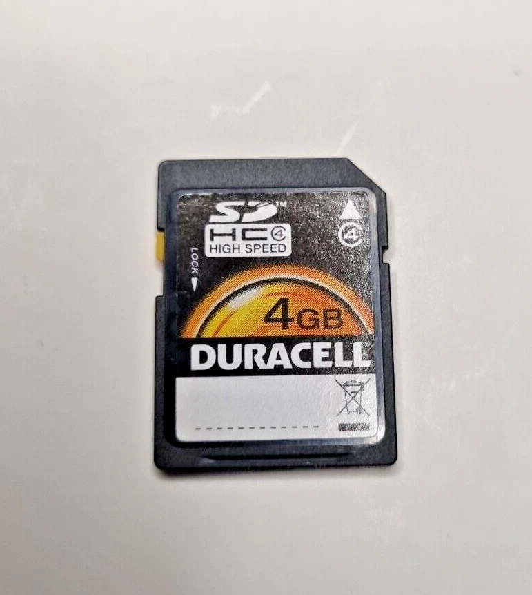 Duracell 4GB SD Memory Card Secure Digital High Capacity Speed SDHC class 4 used - Image 1 of 1