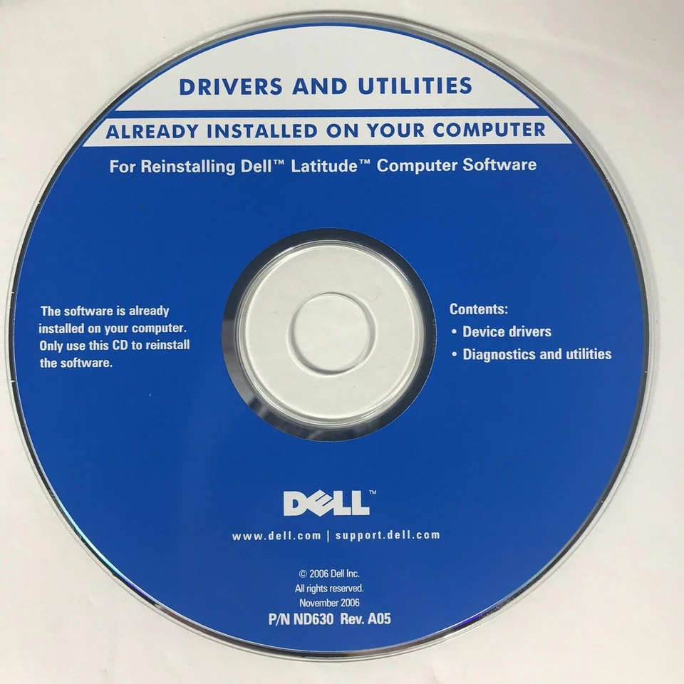 Dell Latitude Drivers & Utilities CD Reinstallation Disk Software 2006 P/N ND630 - Image 1 of 1