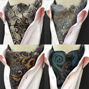 Cravatta uomo alta qualità paisley floreale ascot cravatta matrimonio gentiluomo nuova - Foto 1 di 5