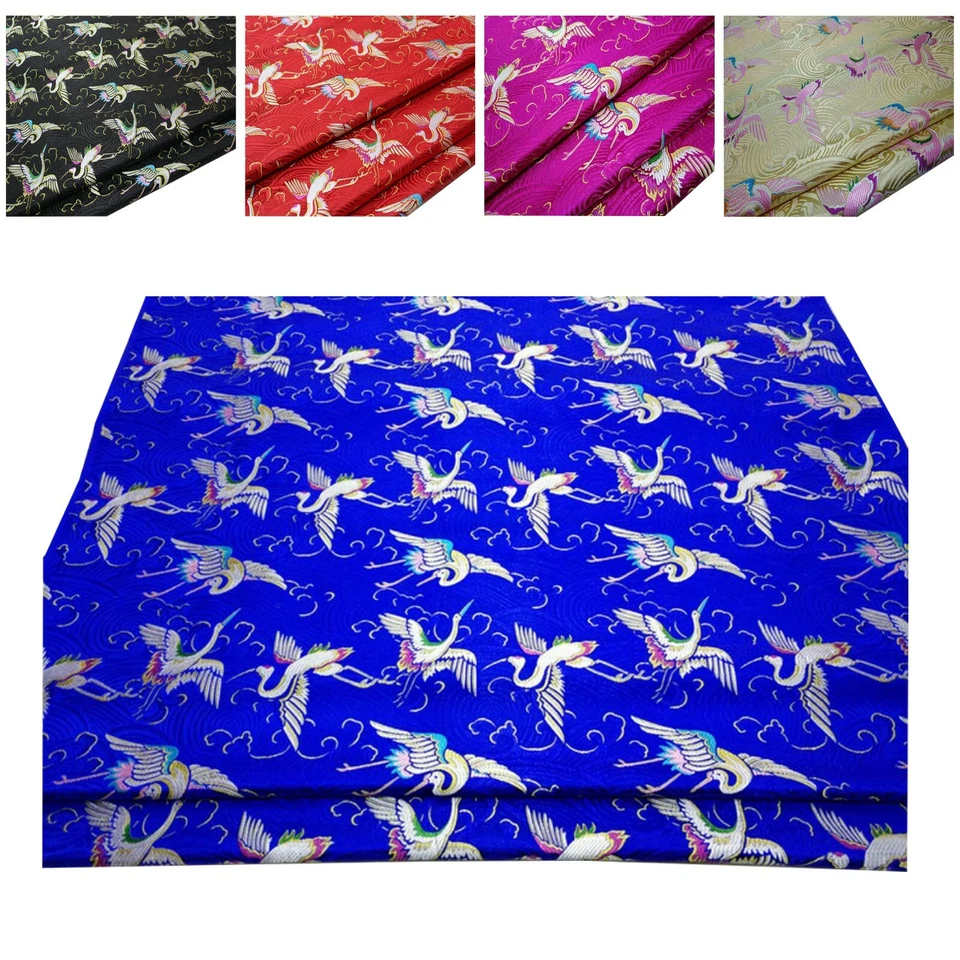 Faux Silk Brocade(Crane in Cloud)Jacquard Damask Kimono Fabric Material*Bn5 - Image 1 of 4