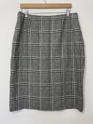 Jaeger Houndstooth Pencil Skirt Wool NEW Size 16 Black White Check Office Smart - Image 1 of 4