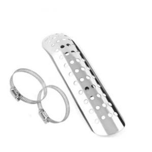 Universal Chrome Heat Shield Exhaust Pipe Cover Heel Guard Motorcycle Cafe Racer - Picture 1 of 3