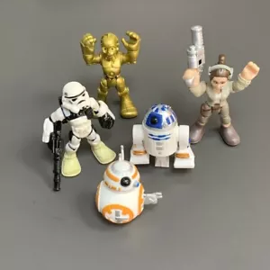 5PCS Playskool Star Galactic Wars Heroes C3P0 Rey Sandtrooper BB8 R2D2 Droid Toy - Picture 1 of 9