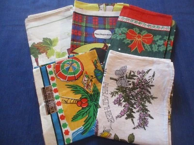 Lot de 5 torchons imprimés en lin vigne plante Ecosse  En anglais  TBE/état neuf - Photo 1/4