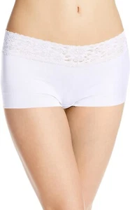 Maidenform 186894 Womens Cotton with Lace Boyshorts Underwear White Size X-Large - Picture 1 of 2