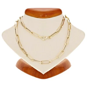 Italian 14k Yellow Gold Hollow Paper Clip Chain Necklace 18" 4.3mm 6.2 grams - Picture 1 of 5