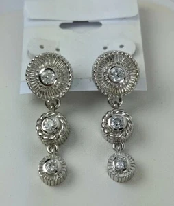 Judith Ripka Sterlingsilber CZ 925 abgestufte Kreise 1-1/2" Ohrhänger - Bild 1 von 9