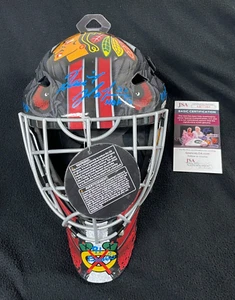 Máscara de portería de los Chicago Blackhawks de los Chicago Blackhawks firmada cuádruple inscripción JSA certificado de autenticidad - Imagen 1 de 9