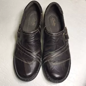 clarks shoes women Brown Leather Confort 8.5 Factory Distressed Look Slip On - Picture 1 of 6
