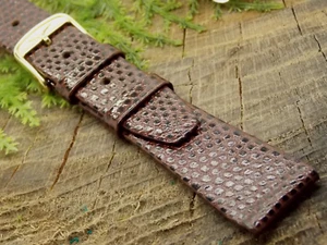 Correa de reloj Longines vintage grano lagarto con hebilla tono dorado 18 mm nueva de stock para hombre - Imagen 1 de 4
