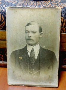 CABINET PHOTO Ukraine-Odessa vintage 1915 Charming gentleman with a mustache - Picture 1 of 4