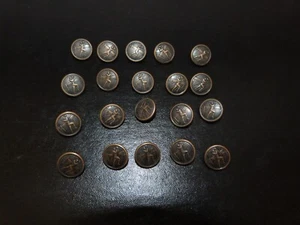 20 vintage button lot relief metal football player copper bronze tone 5/8" #42 - Picture 1 of 16