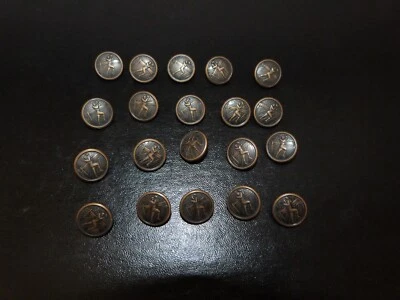 20 vintage button lot relief metal football player copper bronze tone 5/8" #42 - Image 1 of 4