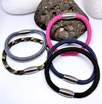 Armband Unisex Segelseil Edelstahl Farbauswahl Fußball Surfer Damen Herren Kind - Bild 1 von 4