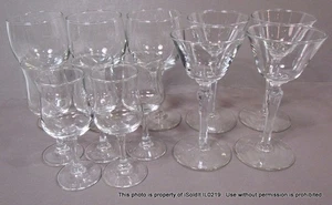 11-PC VNTG CLEAR CRYSTAL WINE GLASSES, Luminarc France CORDIALS, CHAMPAGNE Plain - Picture 1 of 4