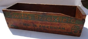 Vintage Swift's Brookfield weiß amerikanischer Käse Holzkiste, 5 Pfund, Chicago - Bild 1 von 8