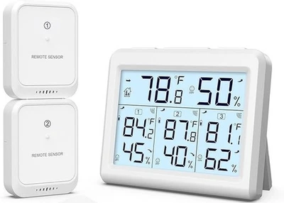 ORIA Innen Außen Thermometer Hygrometer mit 2 Fühler Digital Temperatur - Bild 1 von 4