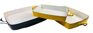 Lote de 3 sartenes para hornear asado esmaltado estilo Koben DANSK de colección amarillo negro MCM - Imagen 1 de 10