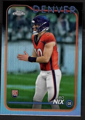 2024 Bo Nix Topps Chrome Football Refractor Rookie RC Broncos #206 - Image 1 of 2