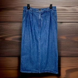 Gonna jeans vintage Y2K donna taglia 14P petite matita blu denim spacco posteriore Cherokee - Foto 1 di 4