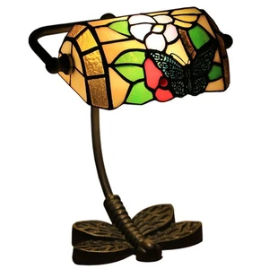 Mini Small Banker Lamp Tiffany Office Desk Lamp Stained Glass Table Lamp Luxu... - Picture 1 of 7
