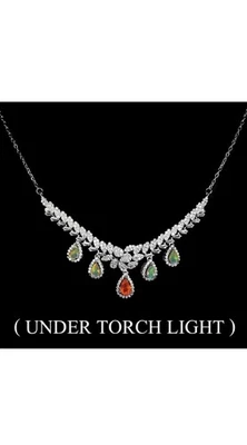 925 Sterling Silber Halskette Birne Orange Opal 6x4mm Feuer Opal Edelstein Natur - Bild 1 von 4