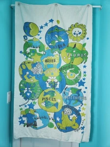 Vintage B&D Sternzeichen Horoskop blau grün Strandtuch Sternbild Zeichen - Bild 1 von 16