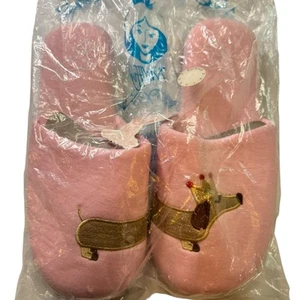 NWT Women's Pink Dachshund Slippers Millffy Brand Size 9/10 - Picture 1 of 8