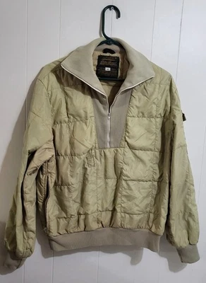 Eddie Bauer 80s VINTAGE Drivers Down Pullover Jacket Tan 1/4 Zip  Size M - Image 1 of 4