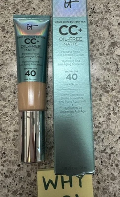 IT Cosmetics CC+ Oil-Free Matte Poreless Cream + Concealer  MEDIUM 1oz/32mL FULL - Image 1 of 4
