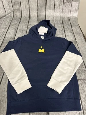 Moletom com capuz de lã Nike Jordan Michigan Wolverines masculino juvenil grande azul marinho Team Iss novo com etiquetas - Imagem 1 de 4