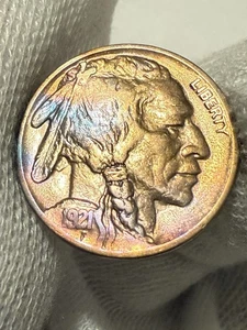 1921 Buffalo Nickel, Tougher Choice AU++ Better Date Toned - Picture 1 of 2