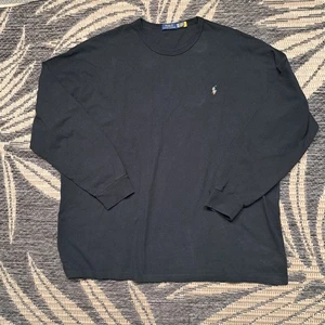 Polo Ralph Lauren manica lunga classica felpa nera multicolore pony 3XLT - Foto 1 di 6