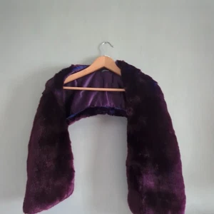 Karen Millen Faux Fur Wrap Over Scarf Purple Blue Woman - Picture 1 of 20